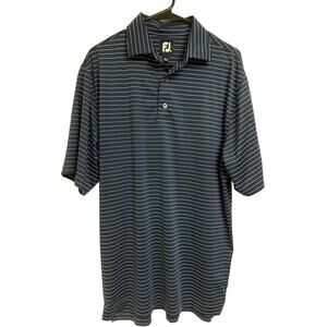 FJ - Footjoy - Men's - Golf Polo - Size L - Blue With White Stripes